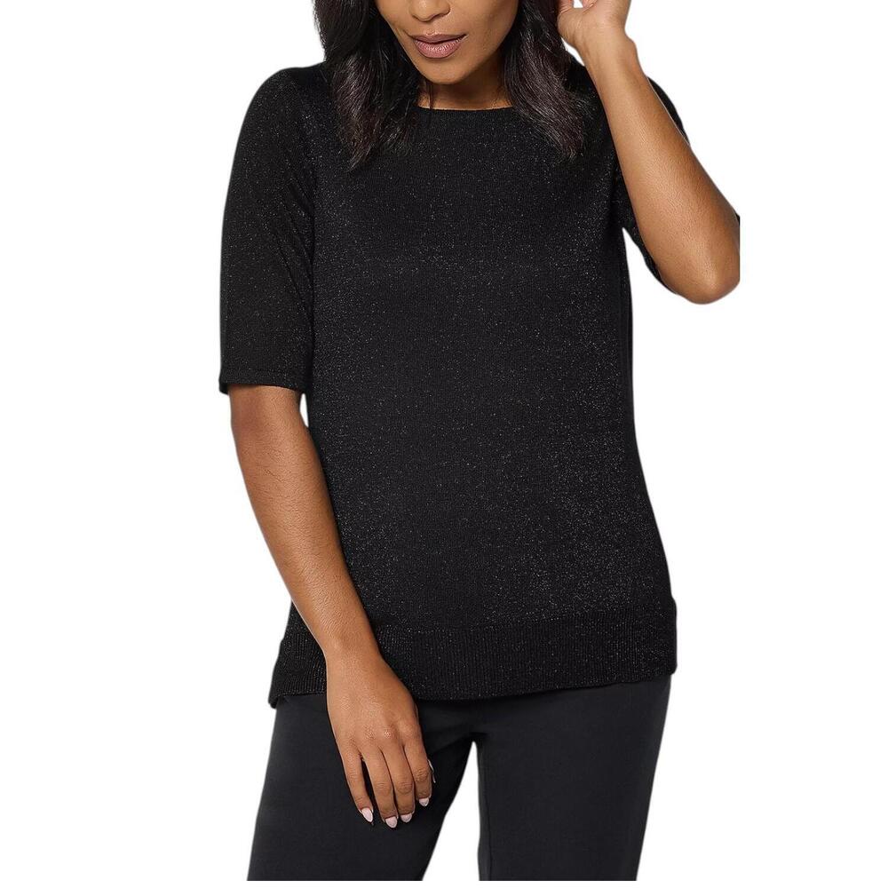 Jingle Belles by Kim Gravel Women's Glam Lurex Sweater Black - Regular